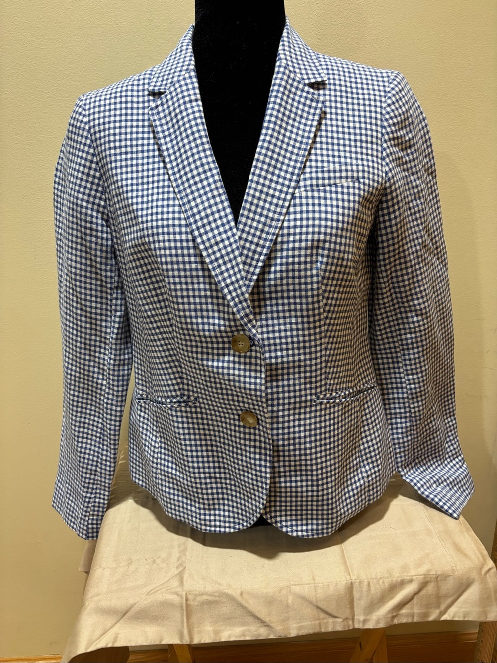 Talbots Blue and White Gingham Blazer